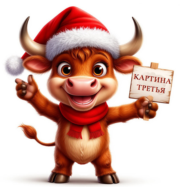Театрализованная игровая новогодняя программа для детей "Новогодние приключения быка Фердинанда" сгенерировано в Шедеврум