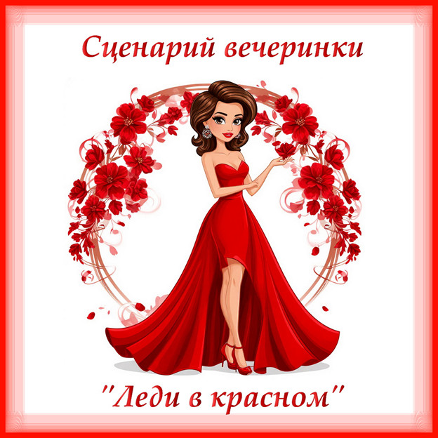 Сценарий вечеринки в женской компании (девичника) "Леди в Красном"  сгенерировано в Шедеврум