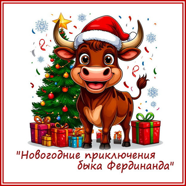 Театрализованная игровая новогодняя программа для детей "Новогодние приключения быка Фердинанда" сгенерировано в Шедеврум