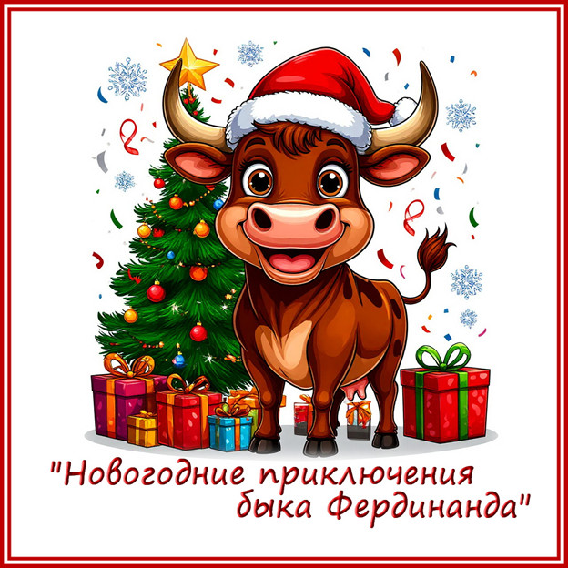 Театрализованная игровая новогодняя программа для детей "Новогодние приключения быка Фердинанда" сгенерировано в Шедеврум